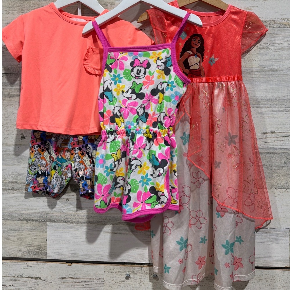 Disney Outfit Bundle Girls 3T 4T Pink Red Moana Minnie Mouse Playwear